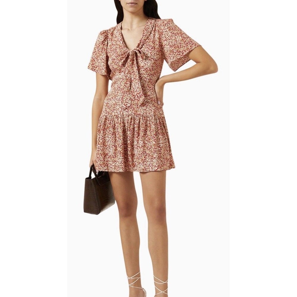 Reformation Adelina Floral Print Mini Dress Short Sleeves Pink Size 2 NWOT